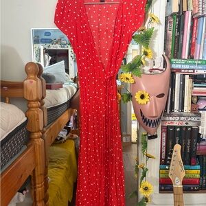 Forever 21 Red Heart Print Maxi Dress